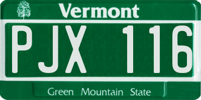 VT license plate PJX116