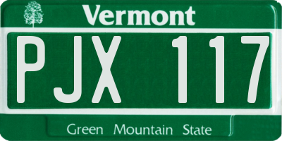 VT license plate PJX117