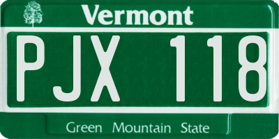 VT license plate PJX118