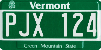 VT license plate PJX124