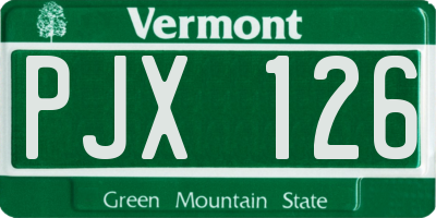 VT license plate PJX126