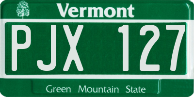 VT license plate PJX127