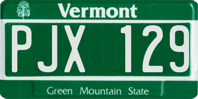 VT license plate PJX129