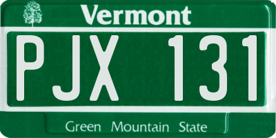 VT license plate PJX131