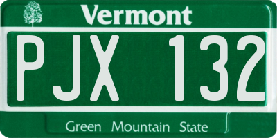 VT license plate PJX132