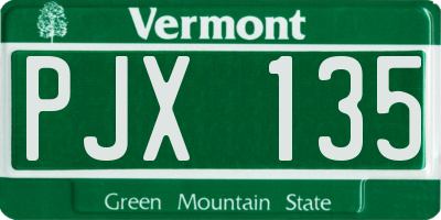 VT license plate PJX135