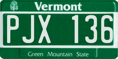VT license plate PJX136