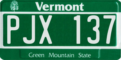VT license plate PJX137