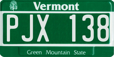 VT license plate PJX138