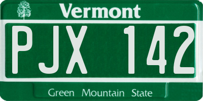 VT license plate PJX142