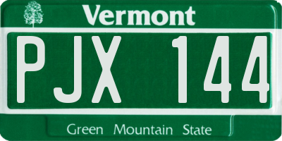 VT license plate PJX144