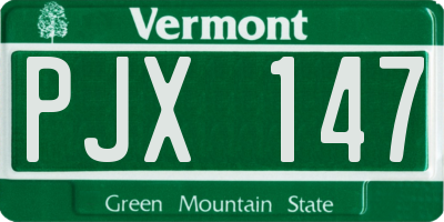 VT license plate PJX147