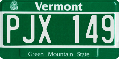 VT license plate PJX149
