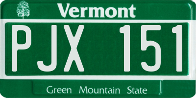 VT license plate PJX151