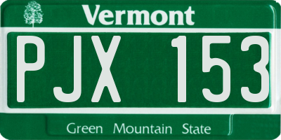 VT license plate PJX153