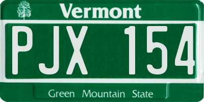 VT license plate PJX154