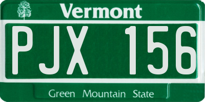 VT license plate PJX156