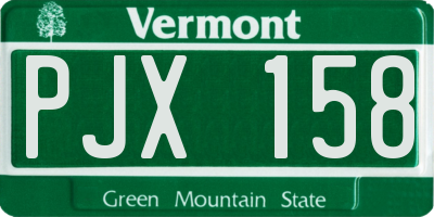 VT license plate PJX158