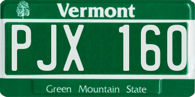 VT license plate PJX160