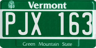 VT license plate PJX163