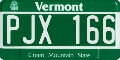 VT license plate PJX166