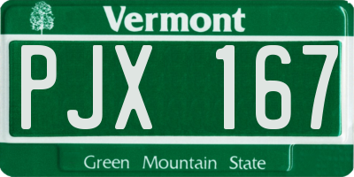 VT license plate PJX167