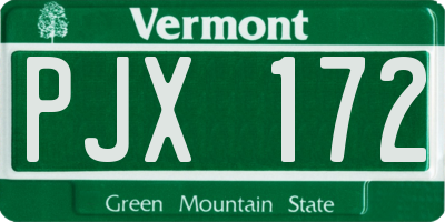VT license plate PJX172