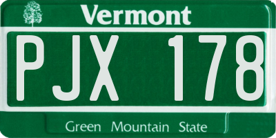 VT license plate PJX178