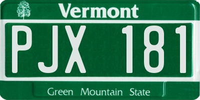 VT license plate PJX181