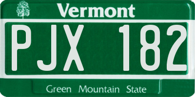 VT license plate PJX182