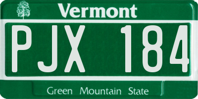 VT license plate PJX184