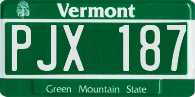 VT license plate PJX187