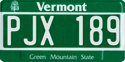 VT license plate PJX189