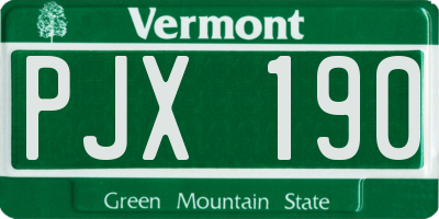 VT license plate PJX190