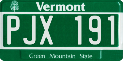 VT license plate PJX191