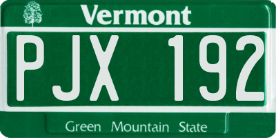 VT license plate PJX192