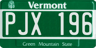 VT license plate PJX196