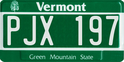 VT license plate PJX197