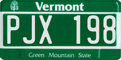 VT license plate PJX198