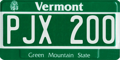 VT license plate PJX200