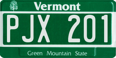 VT license plate PJX201
