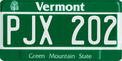 VT license plate PJX202