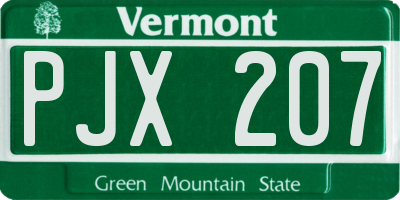 VT license plate PJX207