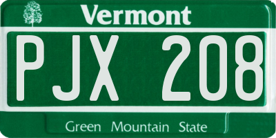 VT license plate PJX208
