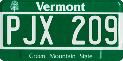 VT license plate PJX209
