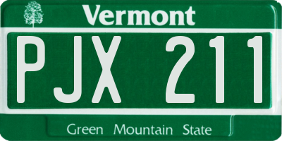 VT license plate PJX211