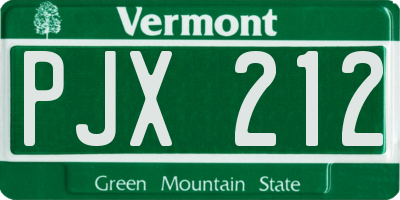 VT license plate PJX212