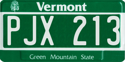 VT license plate PJX213