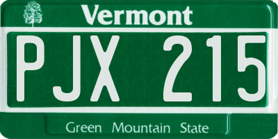 VT license plate PJX215