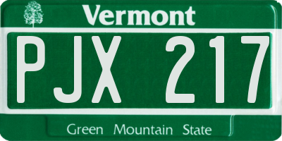 VT license plate PJX217